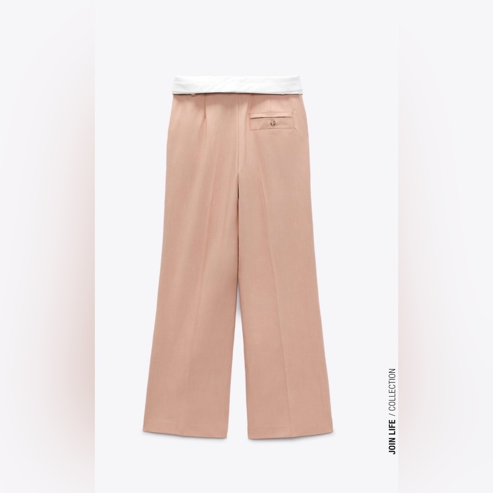 Zara Pink High-Waisted Folded Pants - Picture 3 of 8